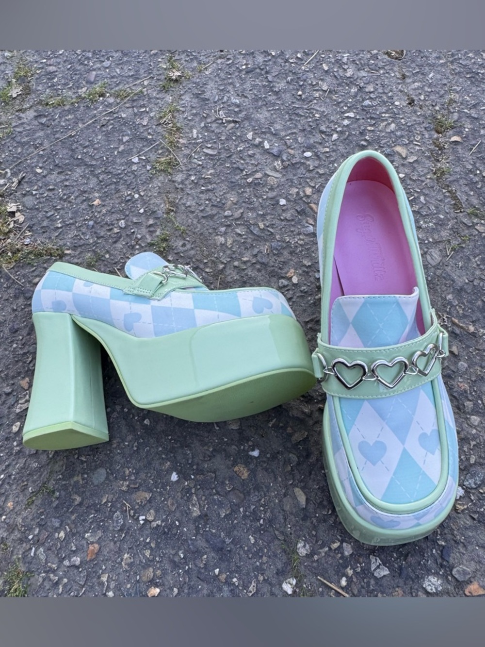 JULEP PREP SKOOL PRINCESS PLATFORM OXFORDS Sugar Thrillz Green White size 8 - Picture 7 of 13